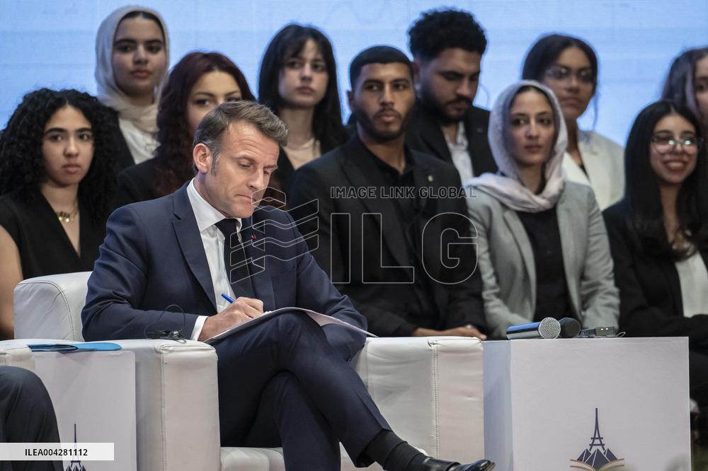 President Macron Visits Cairo University - Egypt