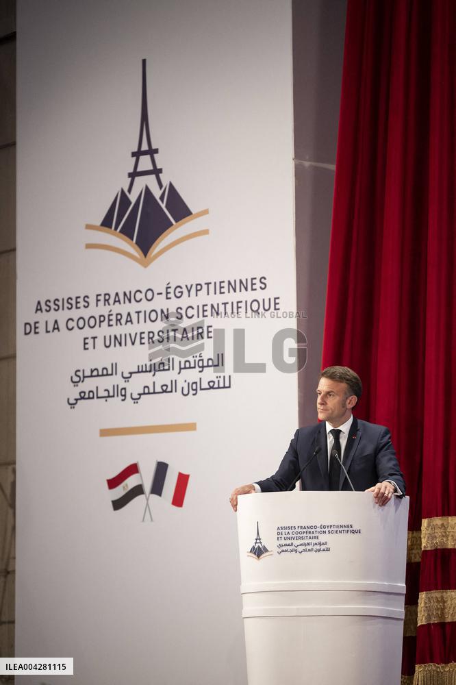 President Macron Visits Cairo University - Egypt