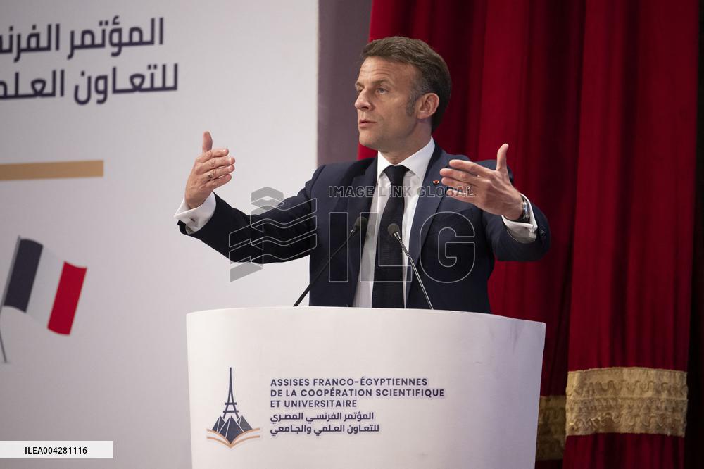 President Macron Visits Cairo University - Egypt