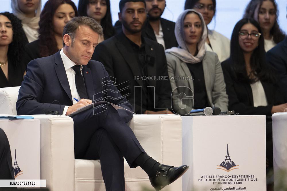 President Macron Visits Cairo University - Egypt