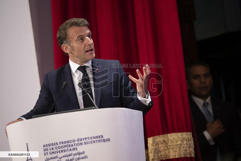 President Macron Visits Cairo University - Egypt