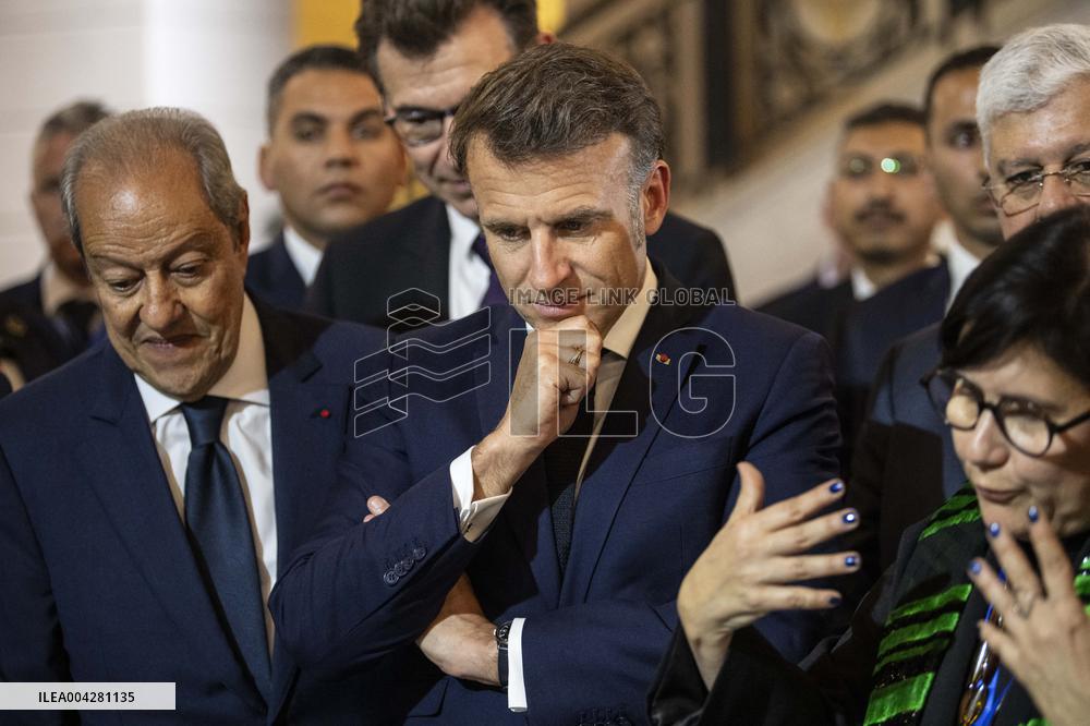 President Macron Visits Cairo University - Egypt