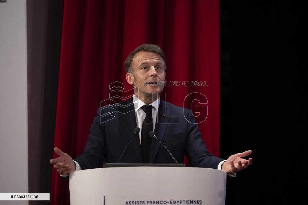 President Macron Visits Cairo University - Egypt