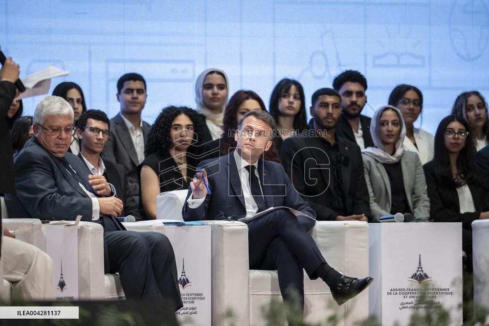 President Macron Visits Cairo University - Egypt