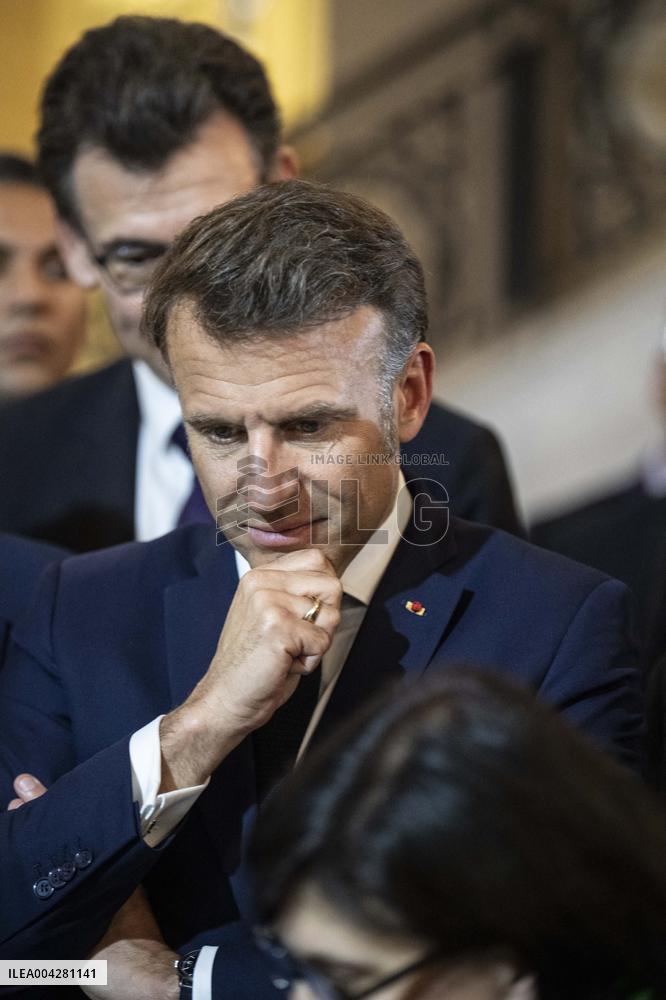 President Macron Visits Cairo University - Egypt