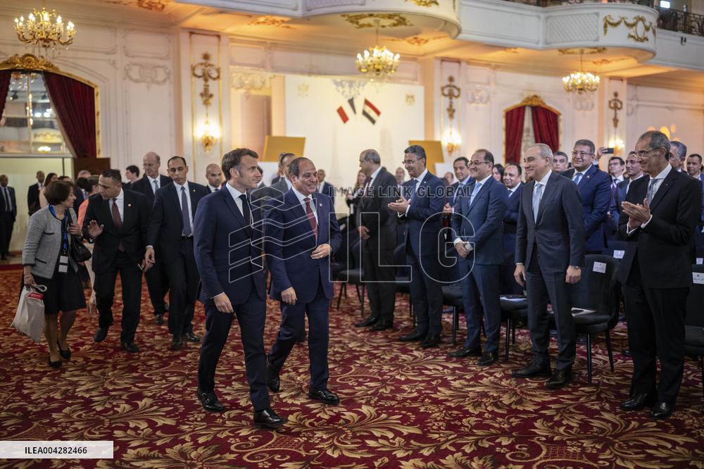 Presidents Sissi And Macron At The Egypt-France Business Forum - Cairo