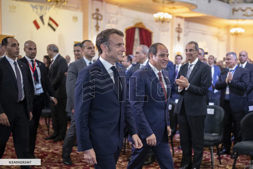 Presidents Sissi And Macron At The Egypt-France Business Forum - Cairo