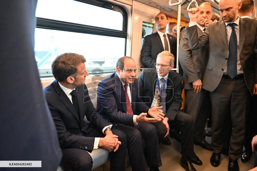 Presidents Sissi And Macron Ride The Metro - Cairo