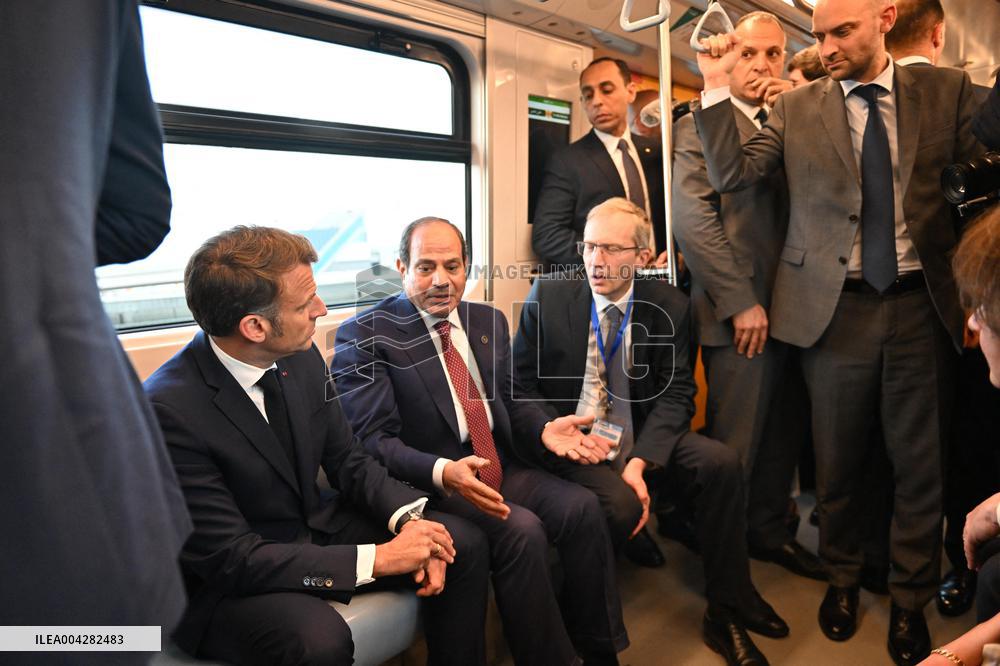 Presidents Sissi And Macron Ride The Metro - Cairo
