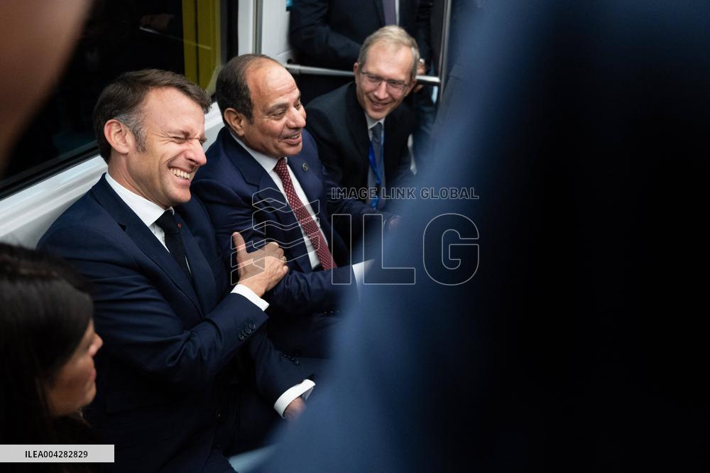 Presidents Sissi And Macron Ride The Metro - Cairo