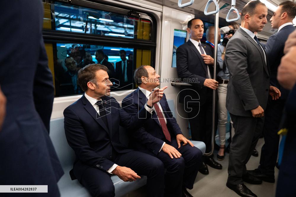 Presidents Sissi And Macron Ride The Metro - Cairo