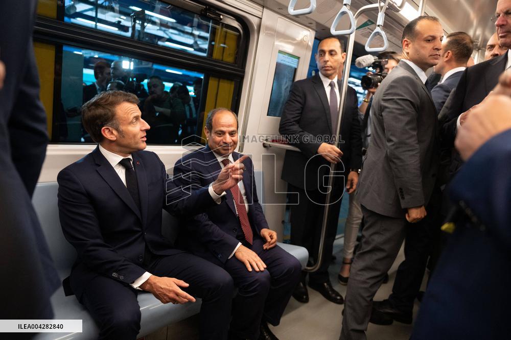 Presidents Sissi And Macron Ride The Metro - Cairo