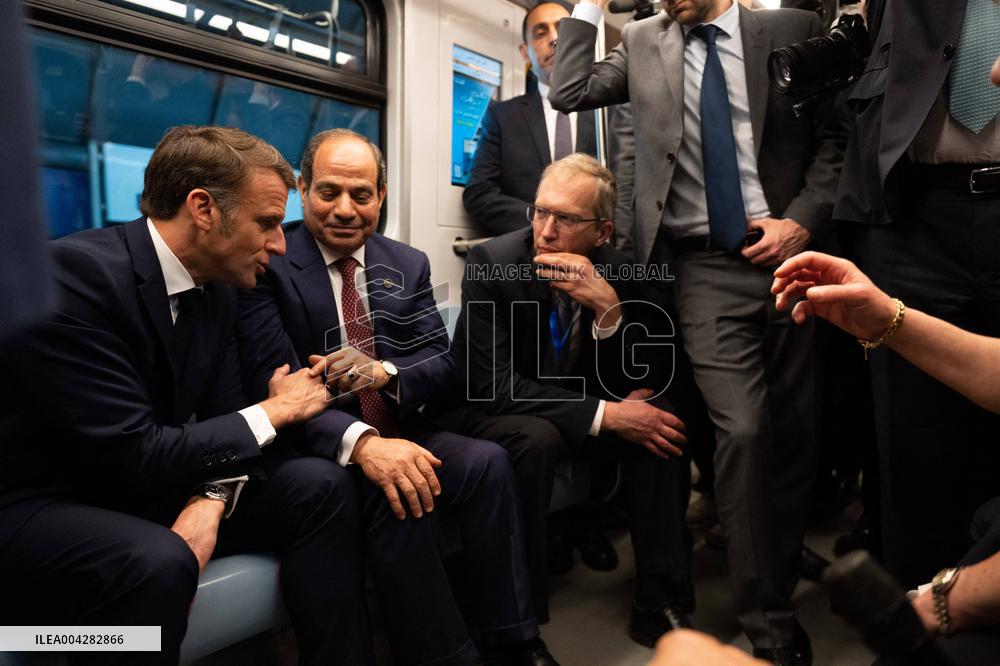 Presidents Sissi And Macron Ride The Metro - Cairo