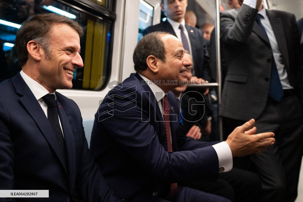 Presidents Sissi And Macron Ride The Metro - Cairo
