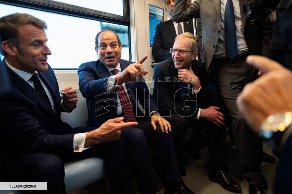Presidents Sissi And Macron Ride The Metro - Cairo