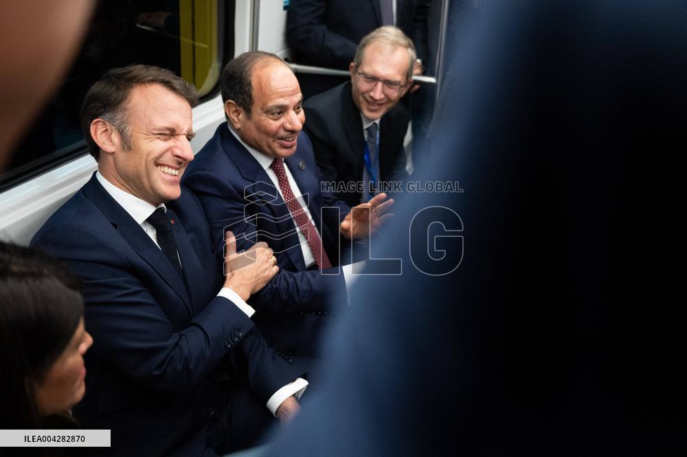 Presidents Sissi And Macron Ride The Metro - Cairo