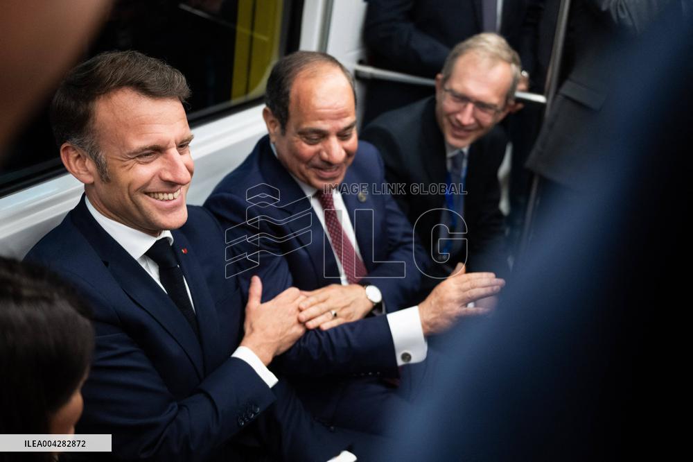Presidents Sissi And Macron Ride The Metro - Cairo