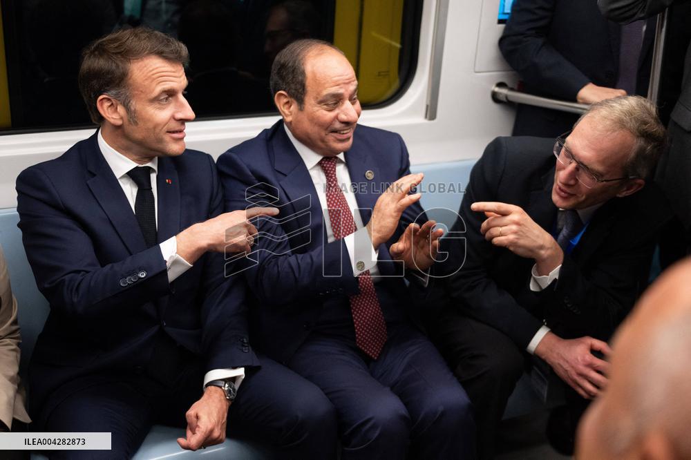 Presidents Sissi And Macron Ride The Metro - Cairo
