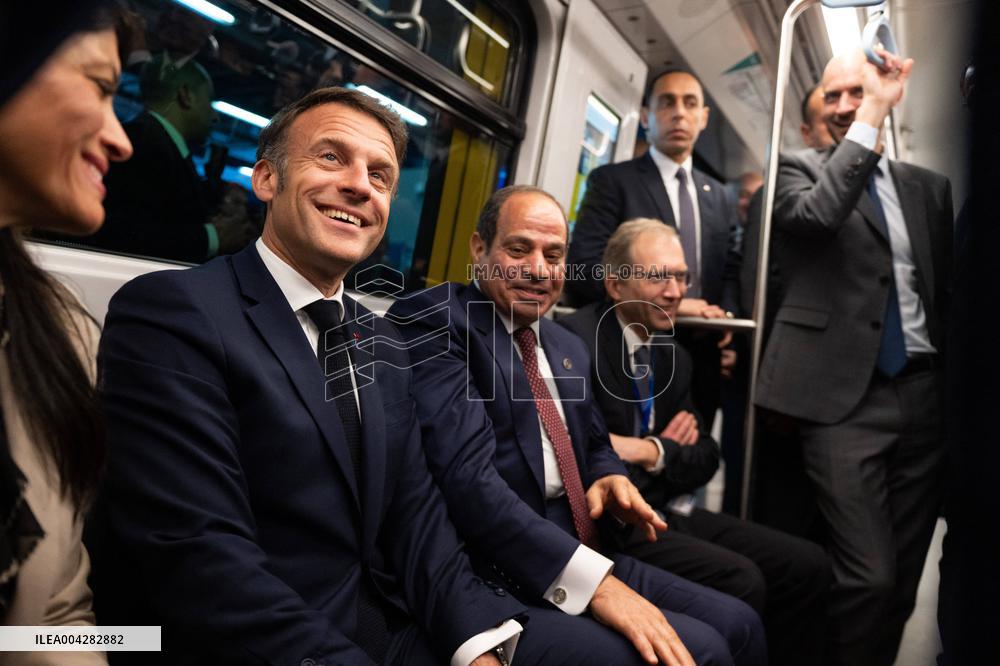 Presidents Sissi And Macron Ride The Metro - Cairo