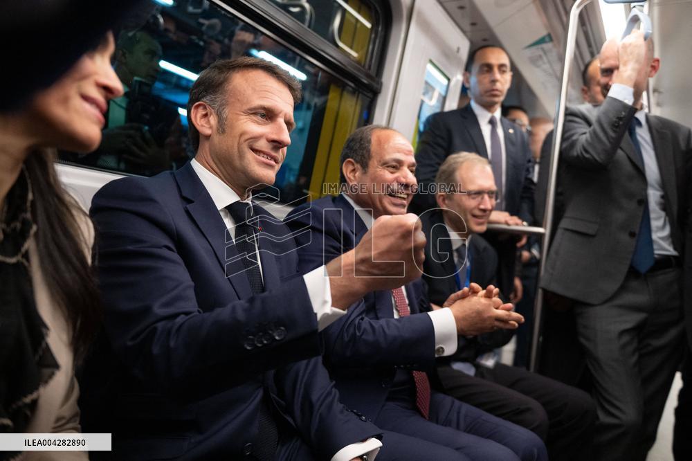 Presidents Sissi And Macron Ride The Metro - Cairo