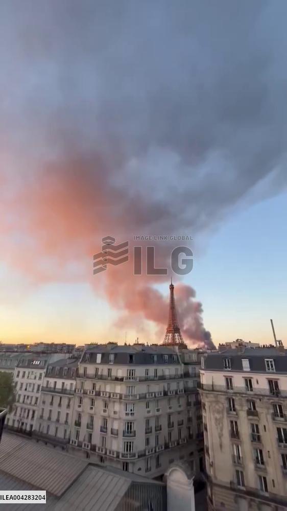 France: Fire Burns Recyling Plant in Paris, Sending Huge Black Smoke