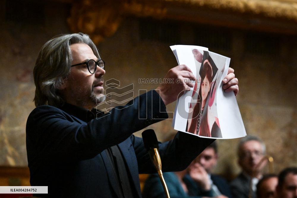 Action for Palestine during questions to the government at the National Assembly in Paris FA
