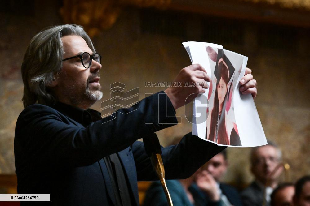 Action for Palestine during questions to the government at the National Assembly in Paris FA
