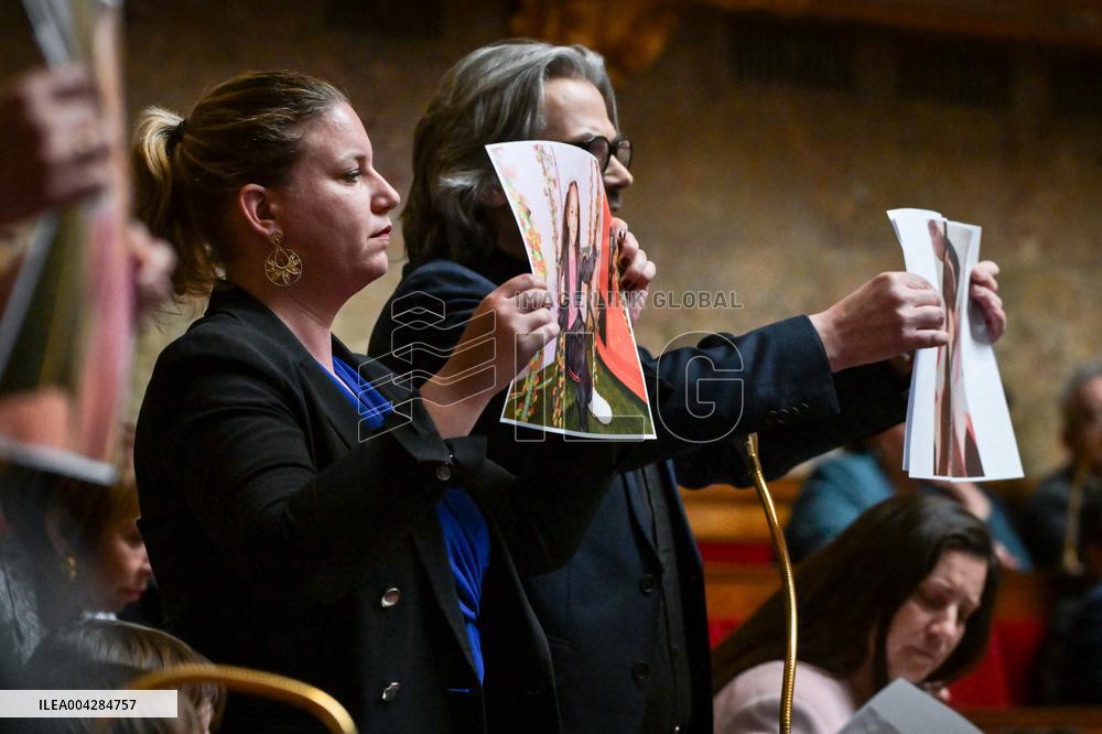 Action for Palestine during questions to the government at the National Assembly in Paris FA
