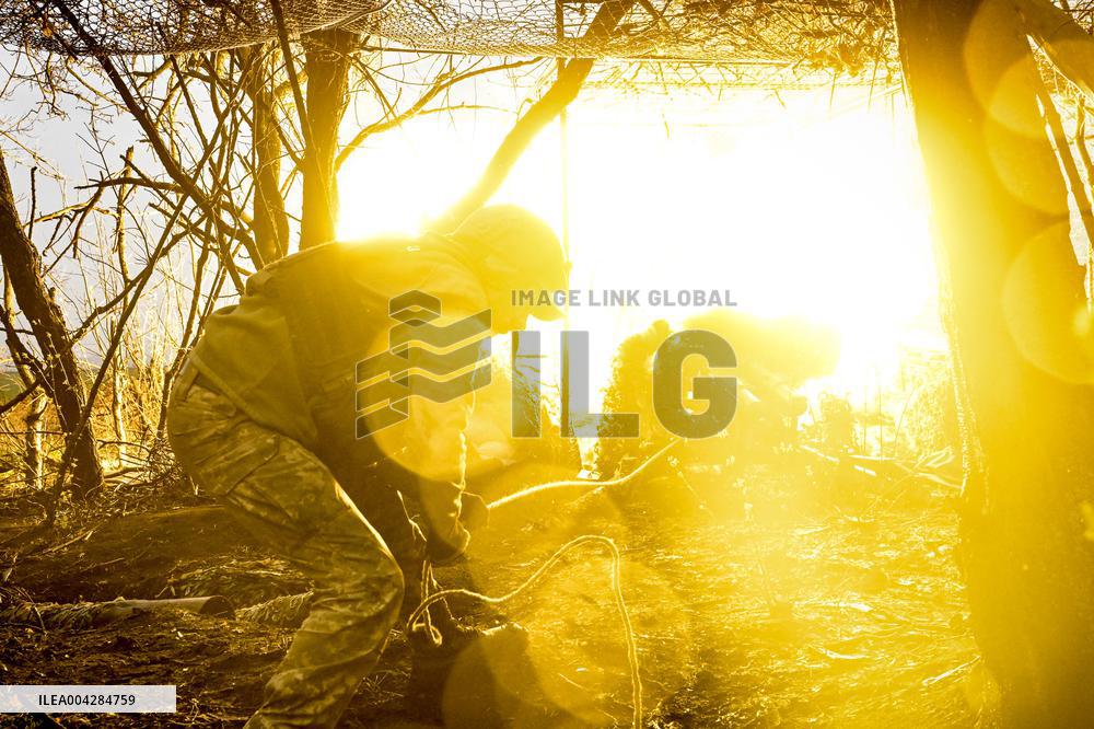 Artillery unit of Ukraines 108th Territorial Defence Brigade in Zaporizhzhia region