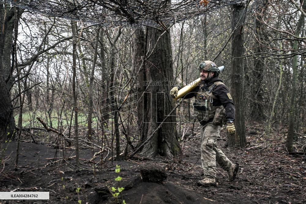 Artillery unit of Ukraines 108th Territorial Defence Brigade in Zaporizhzhia region