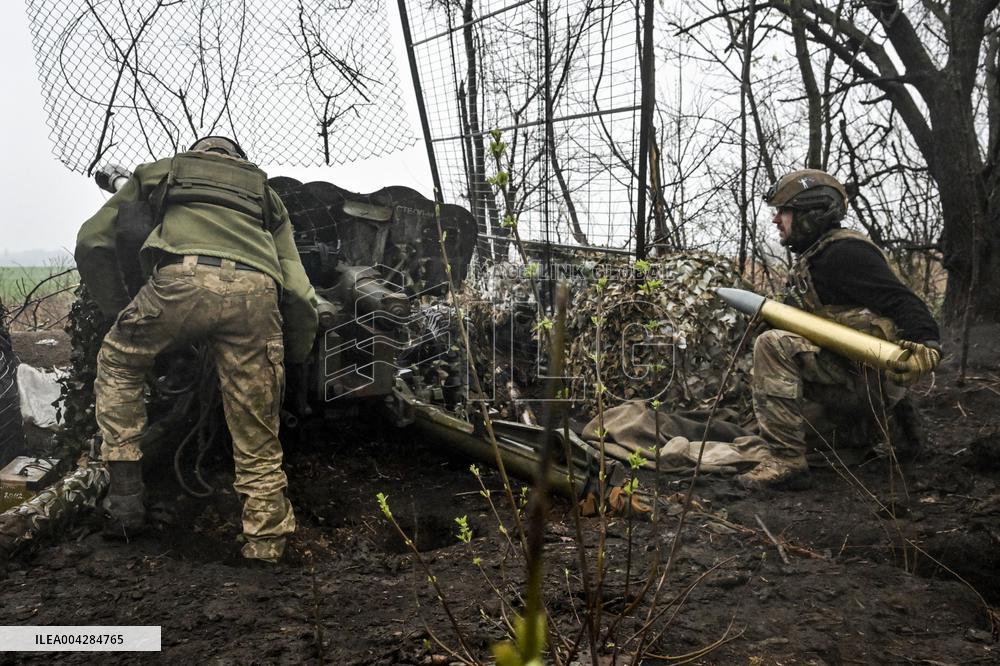 Artillery unit of Ukraines 108th Territorial Defence Brigade in Zaporizhzhia region