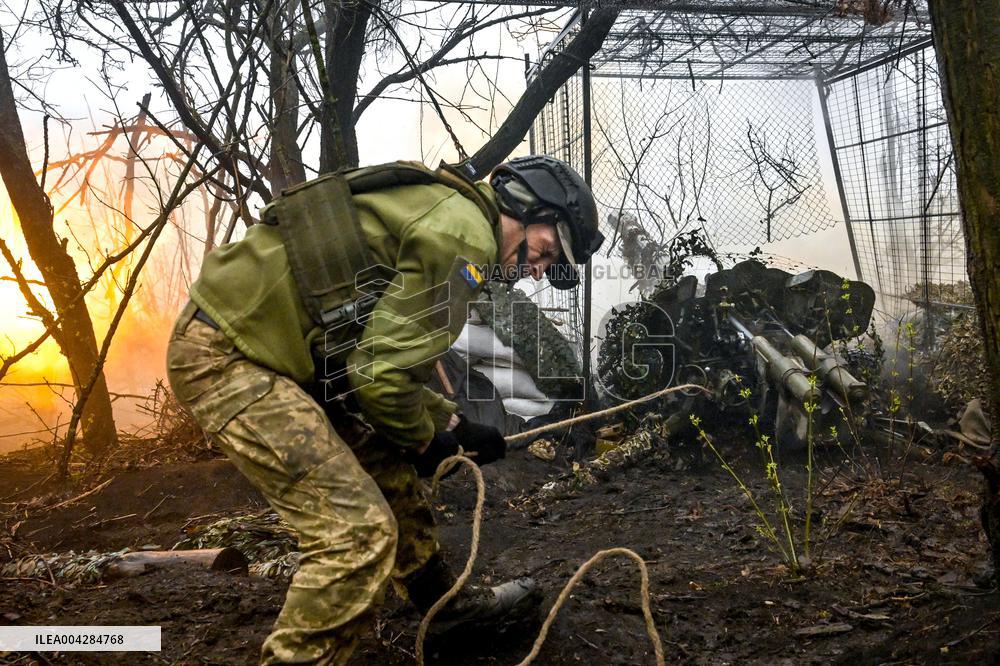 Artillery unit of Ukraines 108th Territorial Defence Brigade in Zaporizhzhia region