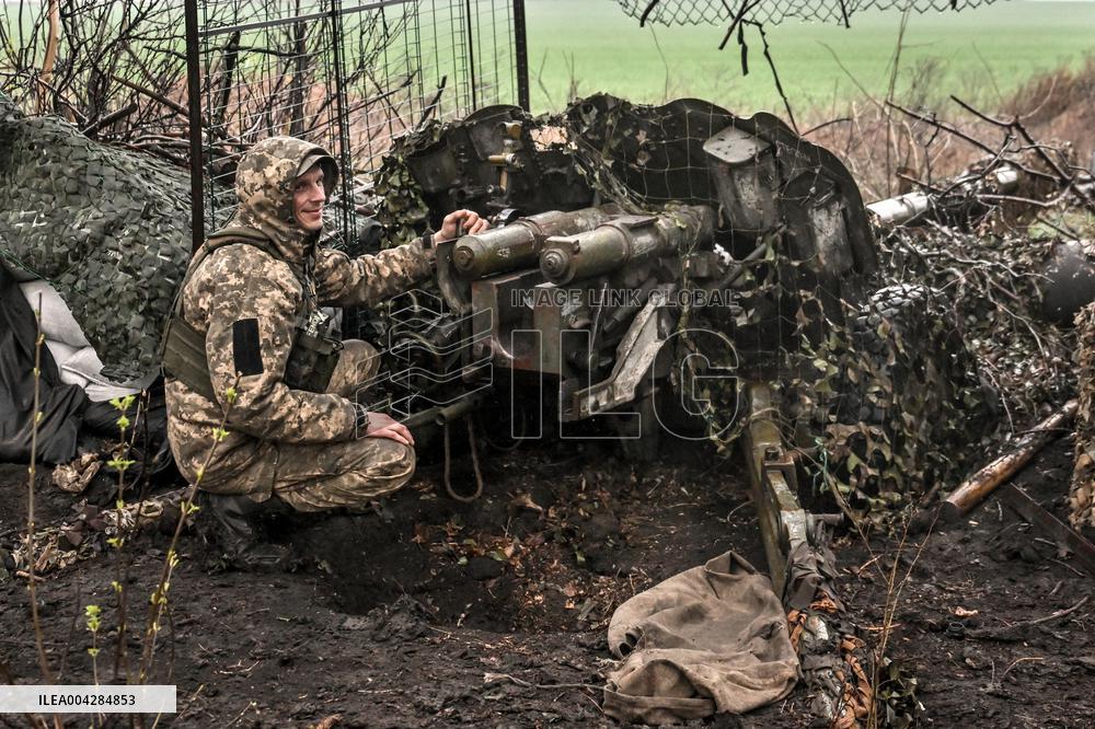 Artillery unit of Ukraines 108th Territorial Defence Brigade in Zaporizhzhia region