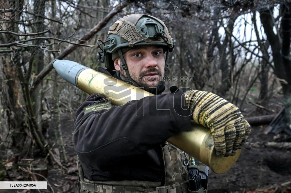 Artillery unit of Ukraines 108th Territorial Defence Brigade in Zaporizhzhia region
