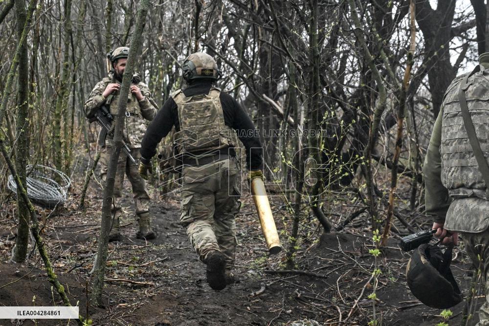 Artillery unit of Ukraines 108th Territorial Defence Brigade in Zaporizhzhia region
