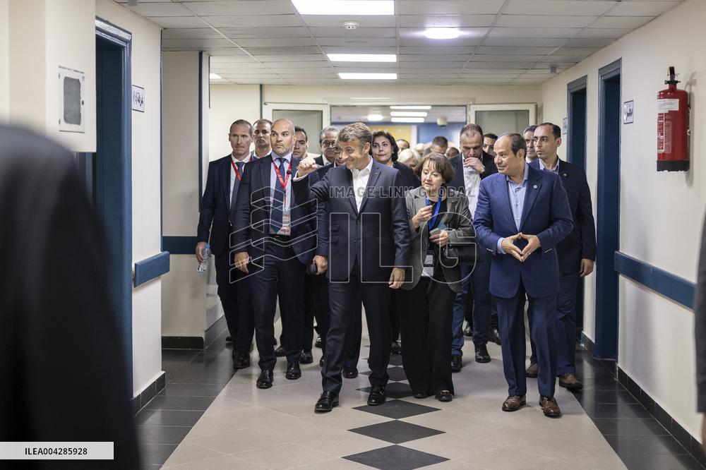 Presidents Macron and Al-Sisi near Gaza Border in North Sinai - Egypt