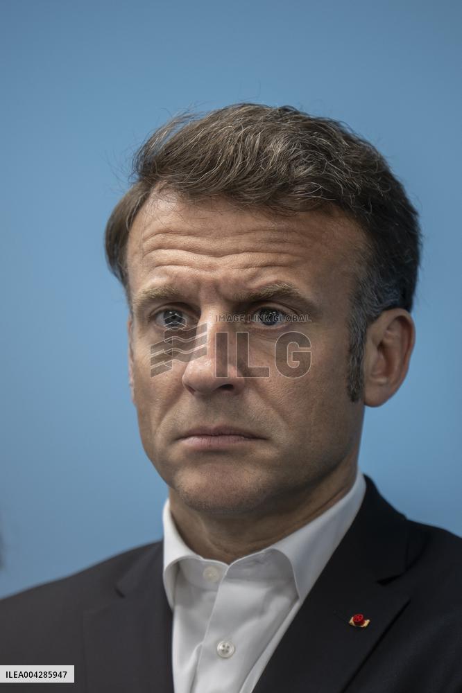 Presidents Macron and Al-Sisi near Gaza Border in North Sinai - Egypt
