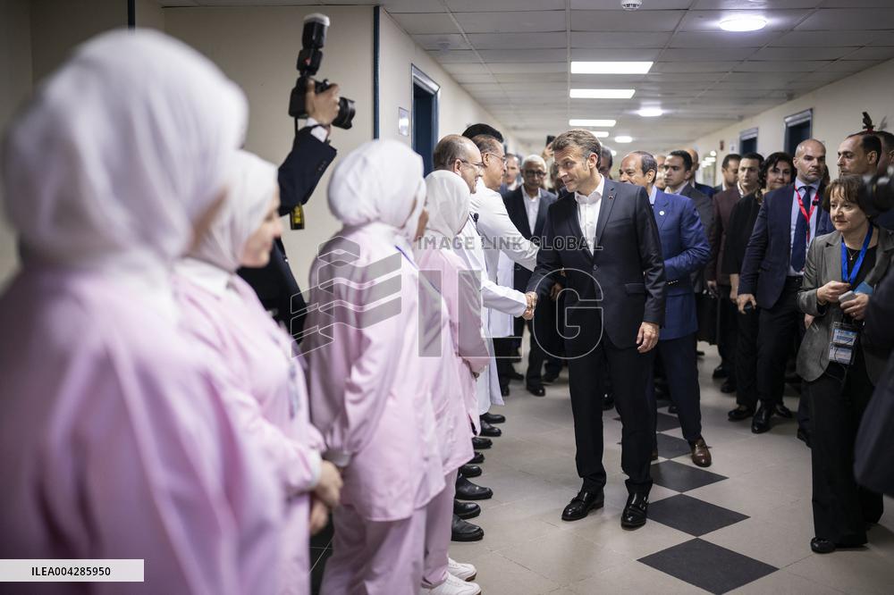Presidents Macron and Al-Sisi near Gaza Border in North Sinai - Egypt