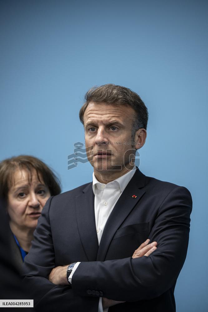 Presidents Macron and Al-Sisi near Gaza Border in North Sinai - Egypt