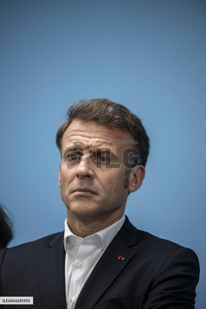 Presidents Macron and Al-Sisi near Gaza Border in North Sinai - Egypt