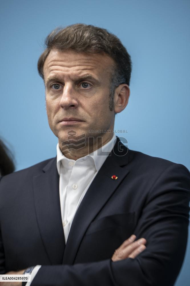 Presidents Macron and Al-Sisi near Gaza Border in North Sinai - Egypt
