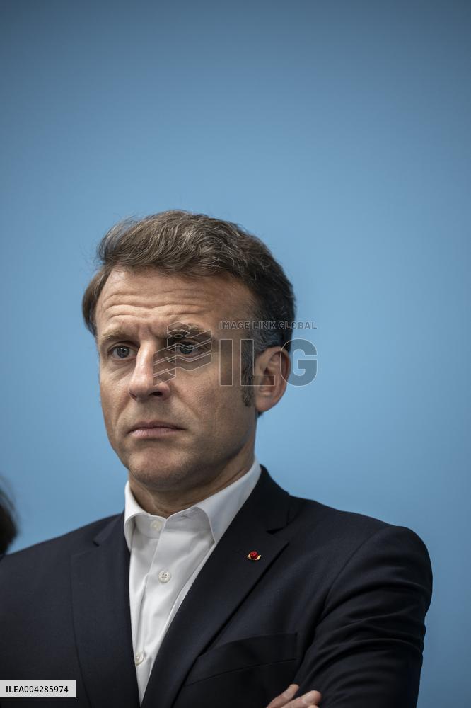 Presidents Macron and Al-Sisi near Gaza Border in North Sinai - Egypt