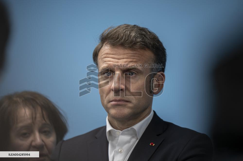 Presidents Macron and Al-Sisi near Gaza Border in North Sinai - Egypt