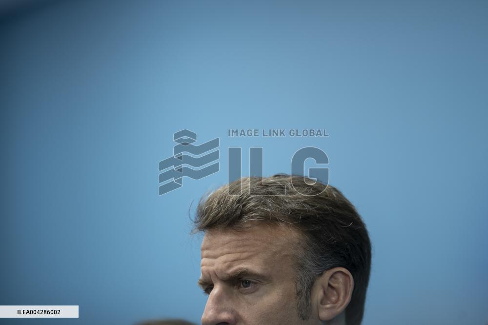 Presidents Macron and Al-Sisi near Gaza Border in North Sinai - Egypt