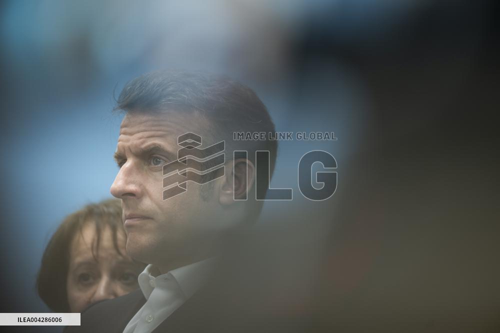 Presidents Macron and Al-Sisi near Gaza Border in North Sinai - Egypt