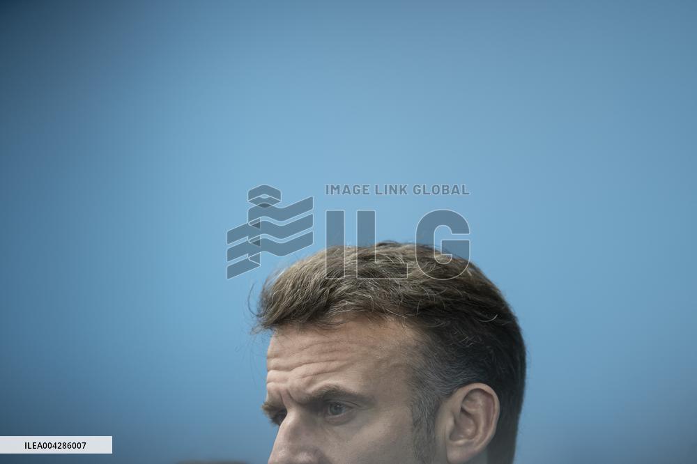 Presidents Macron and Al-Sisi near Gaza Border in North Sinai - Egypt