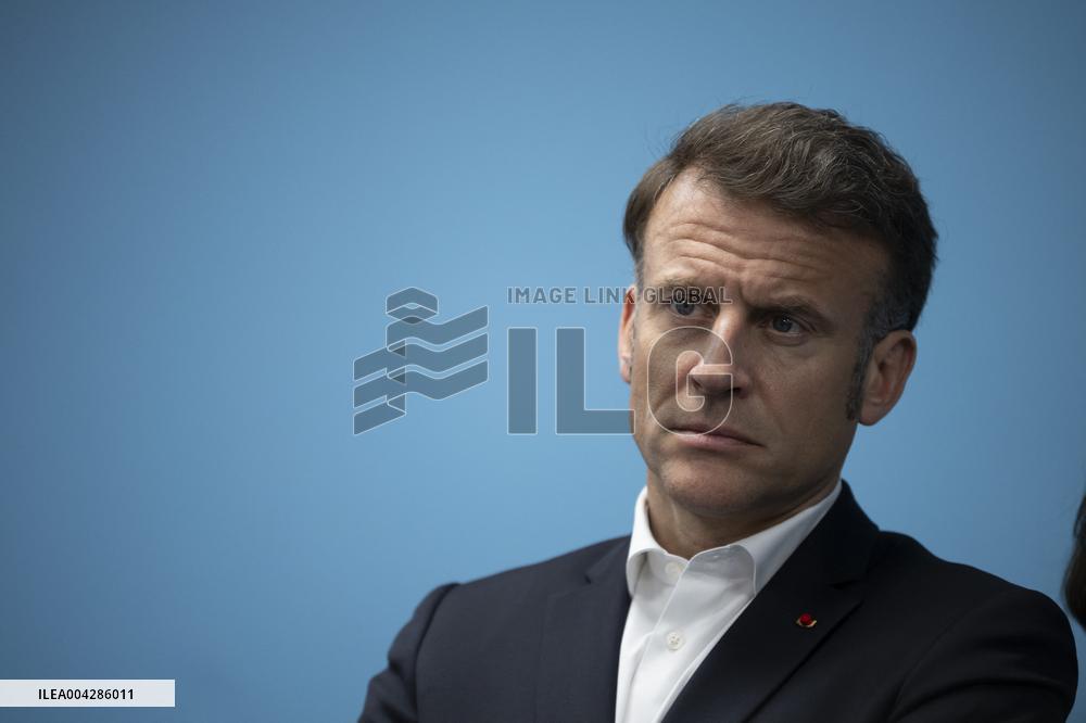 Presidents Macron and Al-Sisi near Gaza Border in North Sinai - Egypt