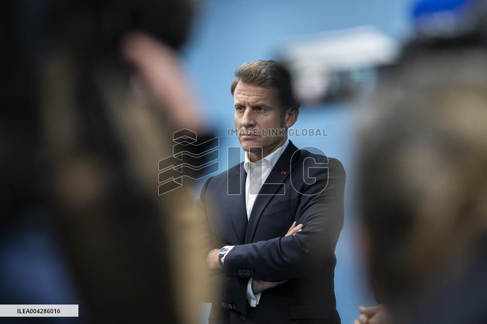 Presidents Macron and Al-Sisi near Gaza Border in North Sinai - Egypt