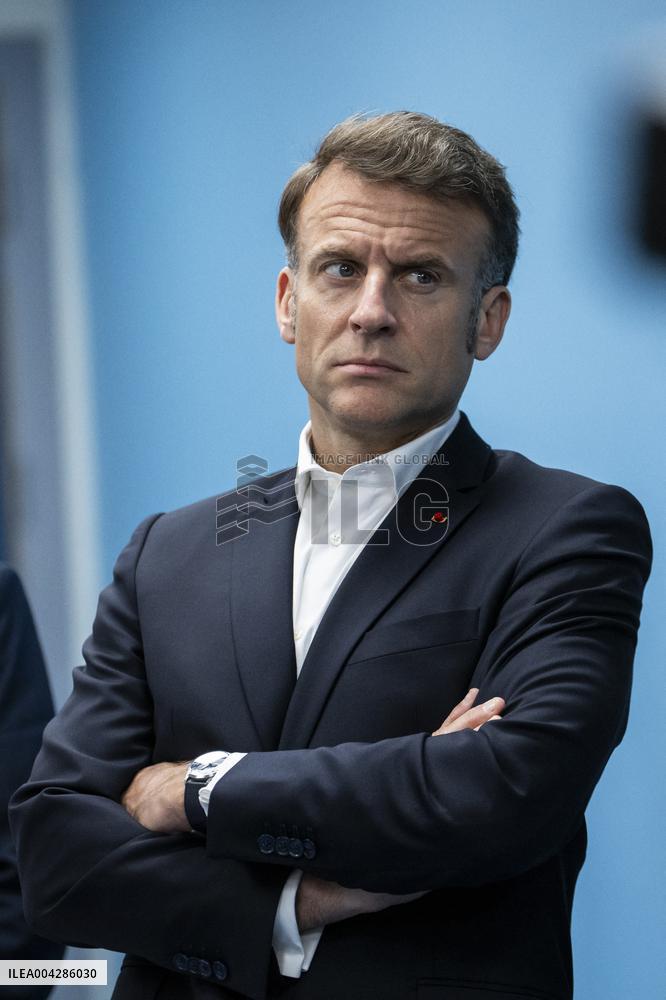 Presidents Macron and Al-Sisi near Gaza Border in North Sinai - Egypt