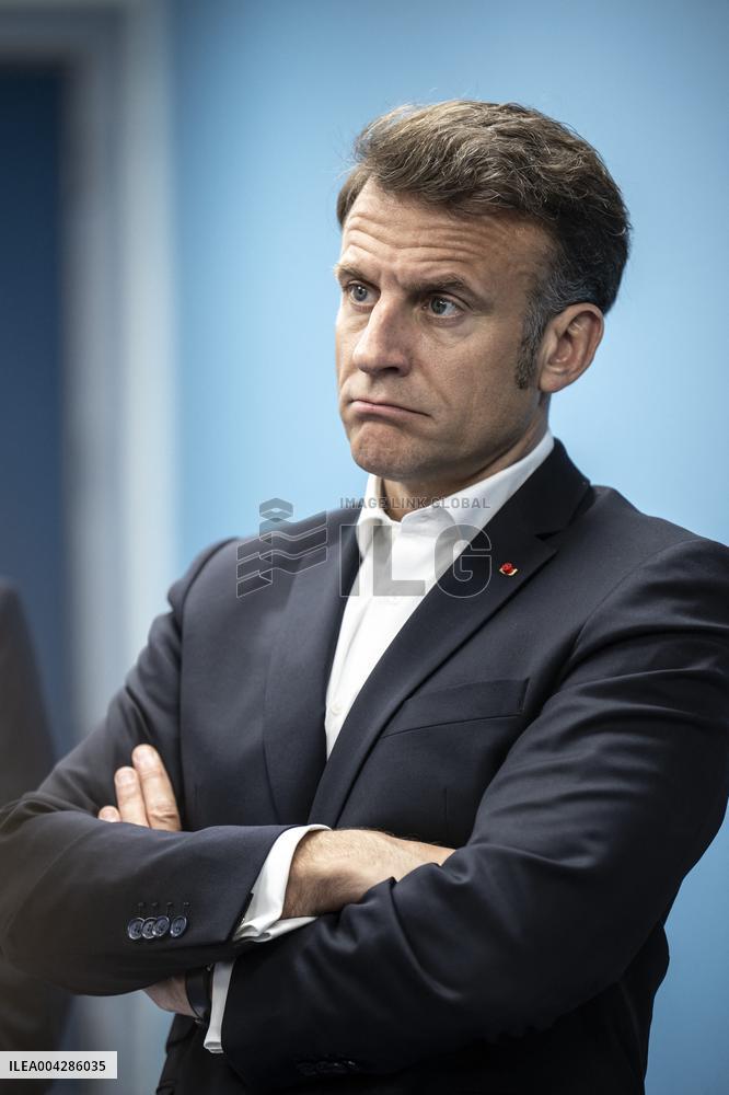 Presidents Macron and Al-Sisi near Gaza Border in North Sinai - Egypt